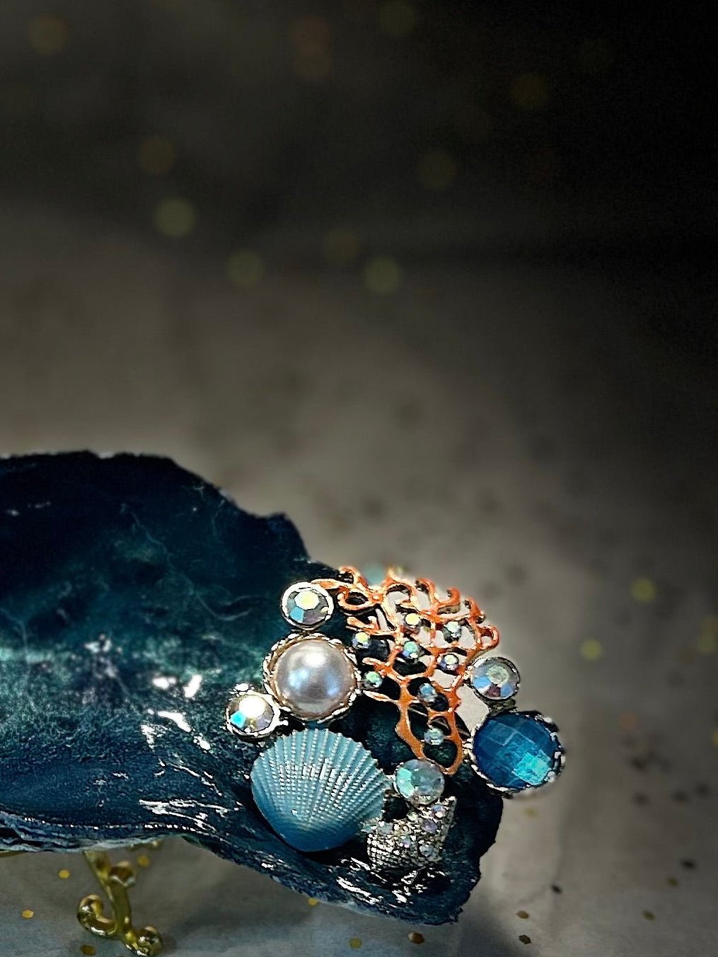 Into the Deep | 6” Embellished Jewelry Dish With Stand