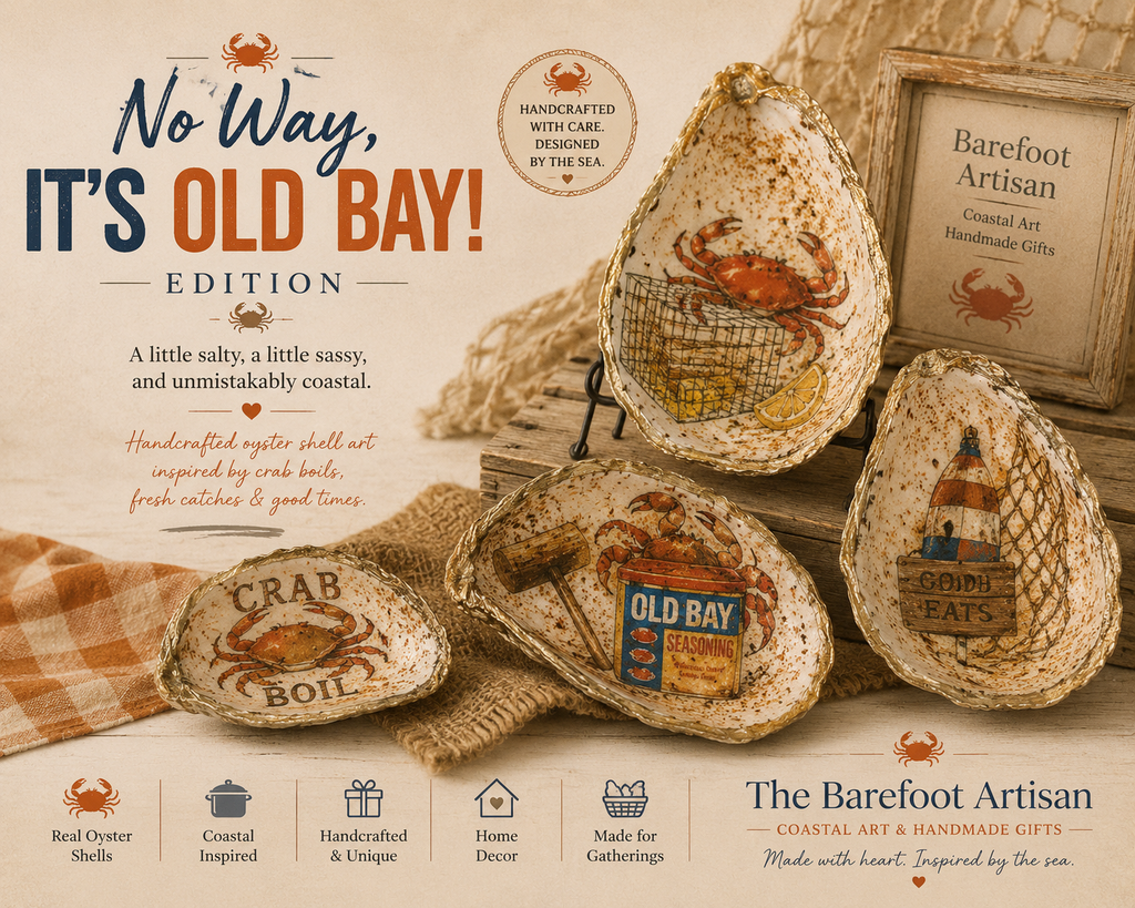 Cool Shrimp — Highly Embellished Oyster Shell