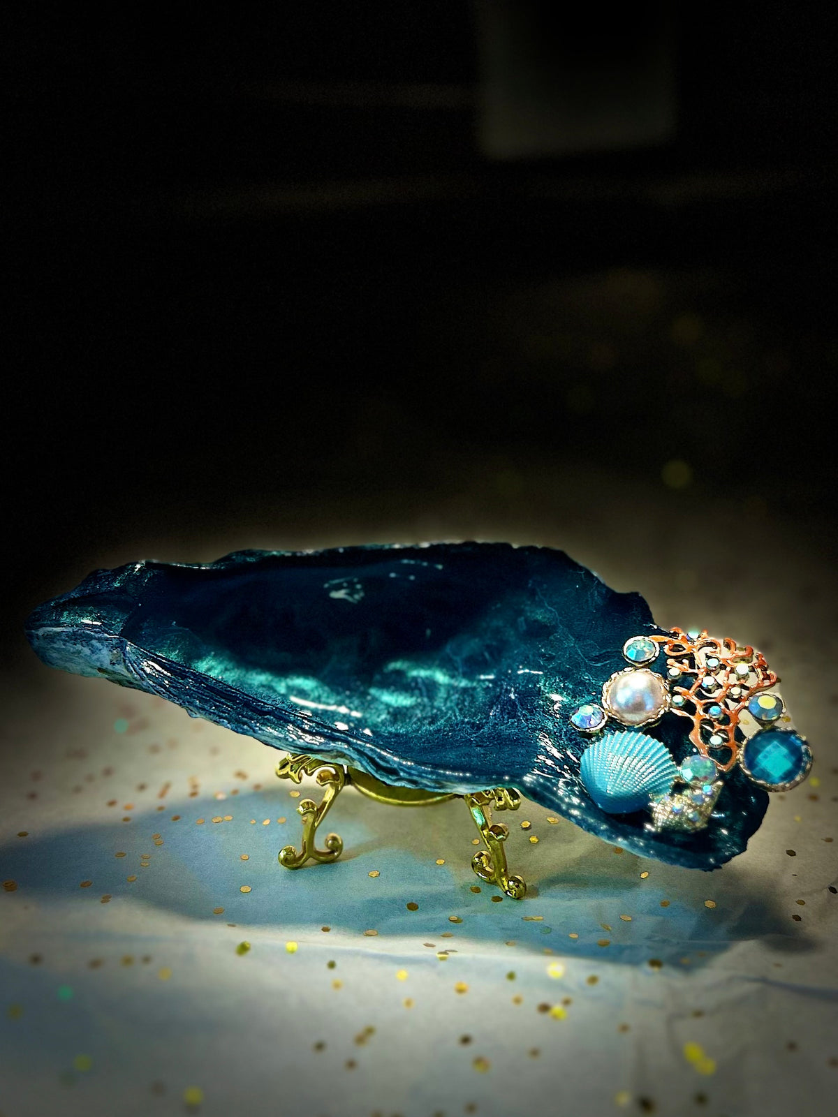 Into the Deep | 6” Embellished Jewelry Dish With Stand