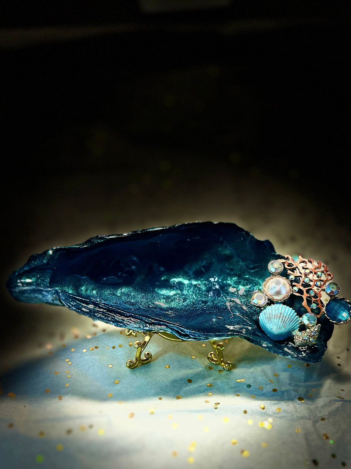 Into the Deep | 6” Embellished Jewelry Dish With Stand