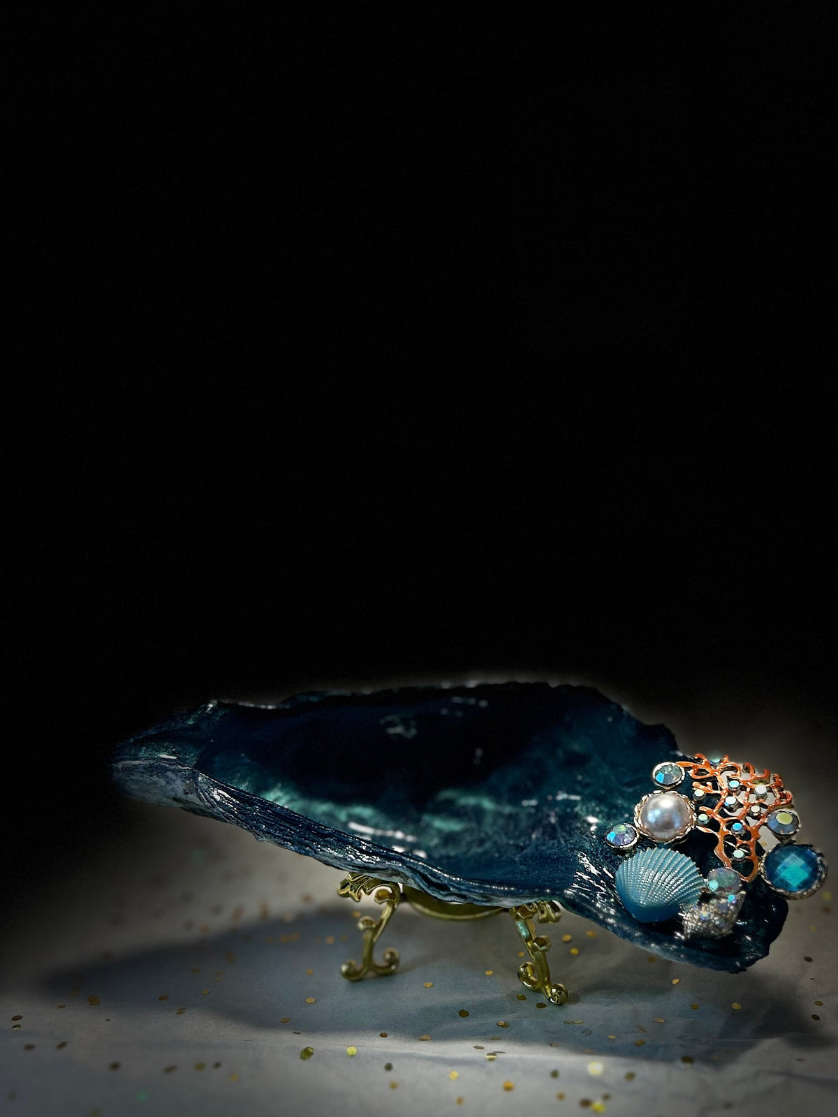 Into the Deep | 6” Embellished Jewelry Dish With Stand