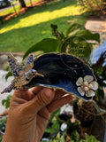 Blue Hummingbird — Highly Embellished Oyster Shell